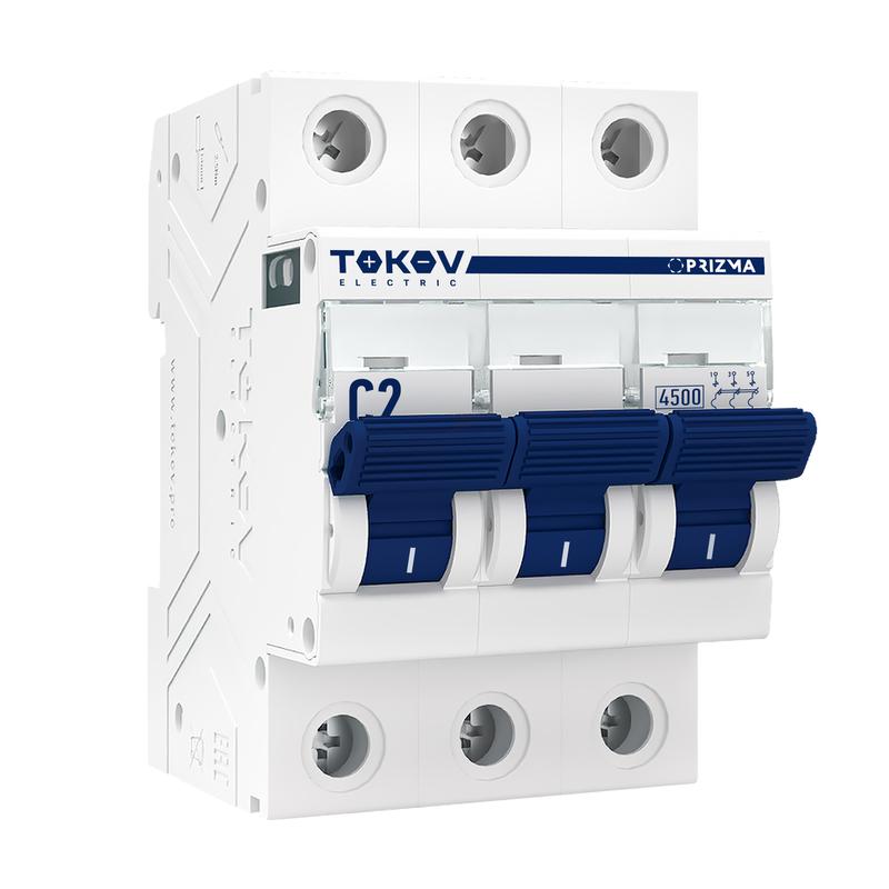 Выключатель автоматический модульный 3п C 2А 4.5кА PRIZMA TOKOV ELECTRIC TKE-PZ45-MCBI-3-2-C