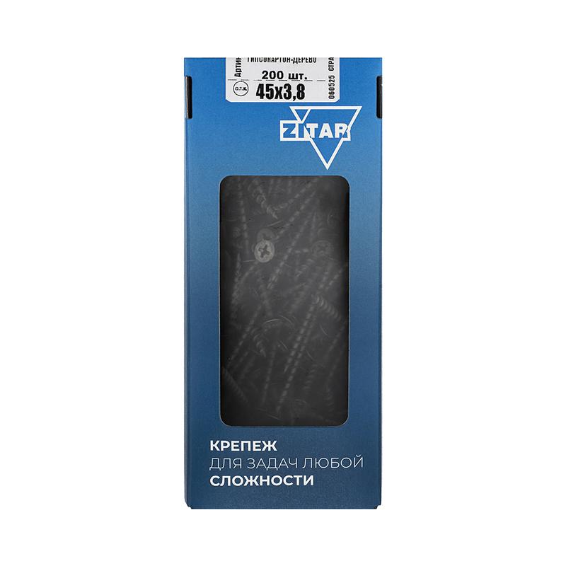 Саморез гипсокартон-дерево 3.8х45 (коробка) (уп.200шт) Zitar 102124