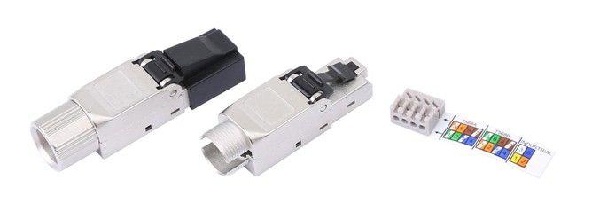 Разъем полевой оконцовки PLUD-8P8C-S-C6A-SH RJ-45 (8P8C) под витую пару для ож кабеля toolless кат. 6A экран. накручивающийся хвостовик IDC Hyperline 427413