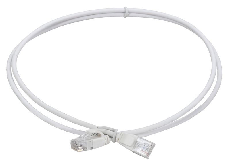 Патч-корд кат.5E UTP LSZH 2м slim колпачок с язычком бел. ITK PC08-C5EUL-2M-SL-WT