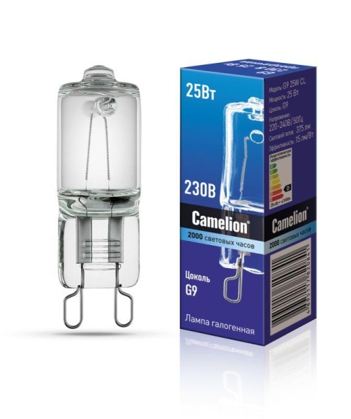 Лампа галогенная 25Вт капсула прозрачная G9 3000К 230В Camelion 5845