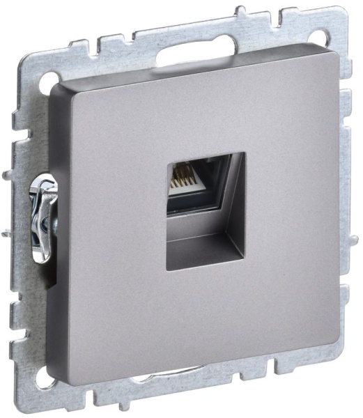 Розетка компьютерная СП RJ45 кат.6 BRITE РК11-БрС механизм сталь IEK BR-K10-2-K46