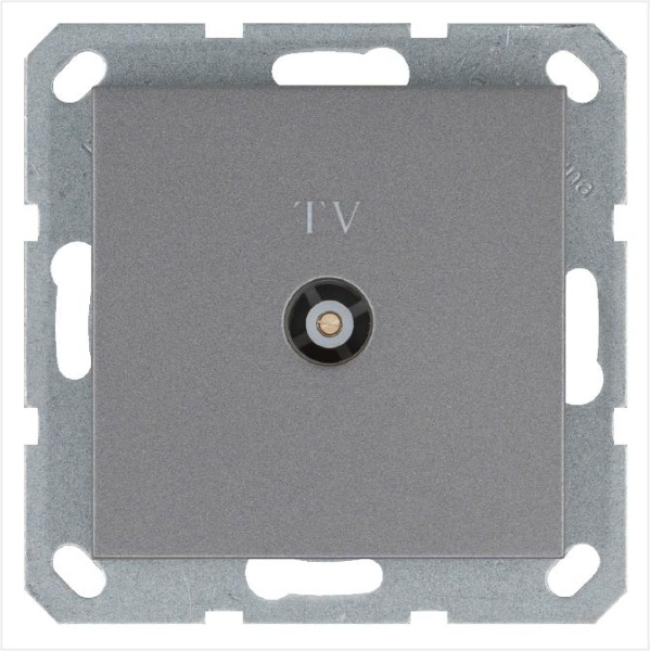 Розетка телевизионная оконечная TV Ф9.5мм механизм алюм. Jasmart G6001S