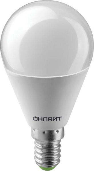 Лампа светодиодная 61 136 OLL-G45-6-230-6.5K-E14 6Вт шар 6500К холод. бел. E14 600лм 176-264В ОНЛАЙТ 61136