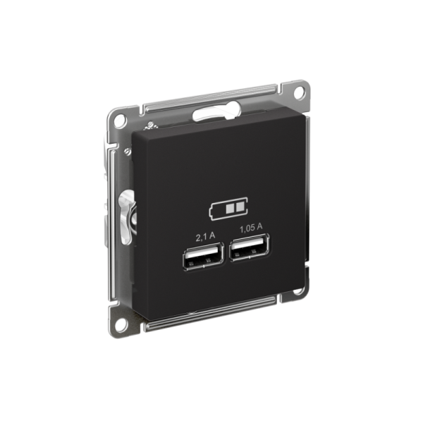 Розетка USB AtlasDesign тип A+A 5В 1х2.1А 2х1.05А механизм карбон SE ATN001033