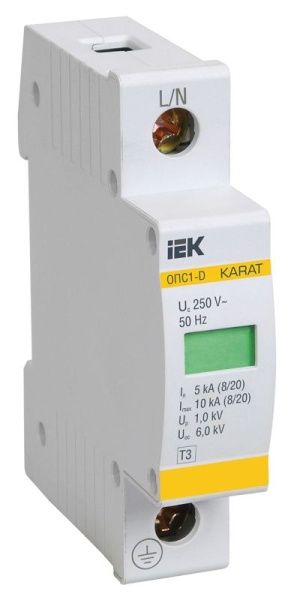 Ограничитель перенапряжения ОПС1-D 1P KARAT IEK MOP20-1-D