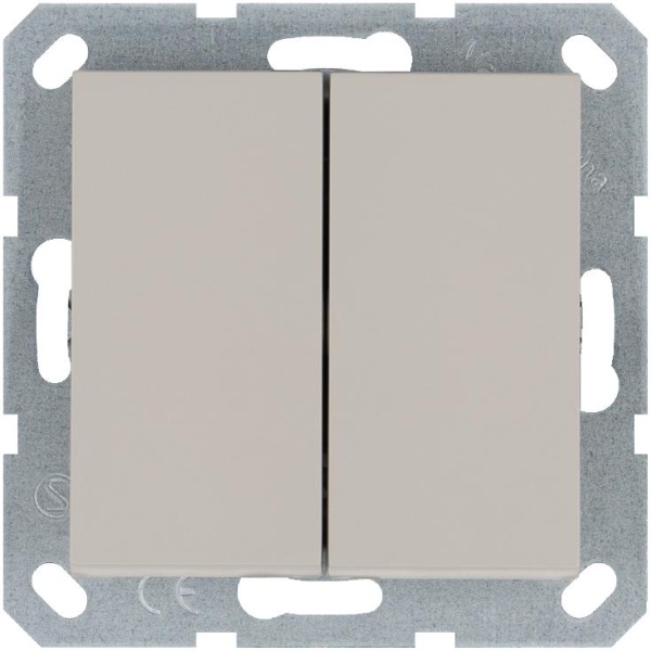 Кнопка 2-кл. 10А IP20 с переключающим контактом механизм тауп Jasmart G3020T