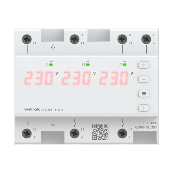 Реле напряжения D6-63 red Welrok 4660251140410