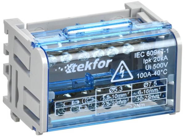 Шины на DIN-рейку (кросс-модуль) ШНК 2х7 L+PEN TEKFOR IEK TF-DN10-2-07-100