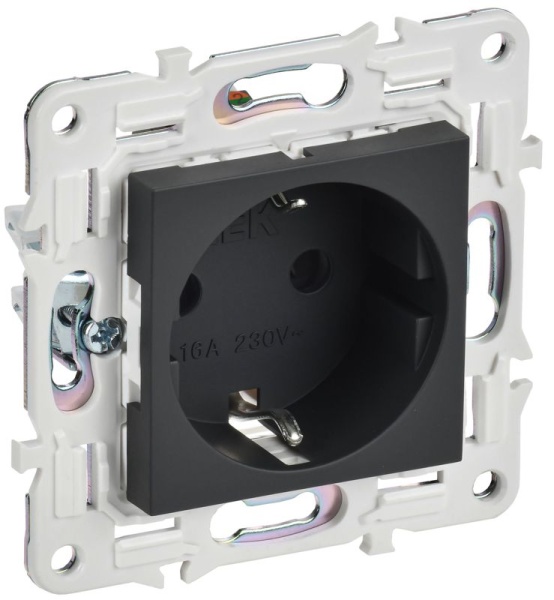 Розетка SKANDY 16А с заземл. защ. шторки SK-R04G графит IEK SK-R14-16-K53