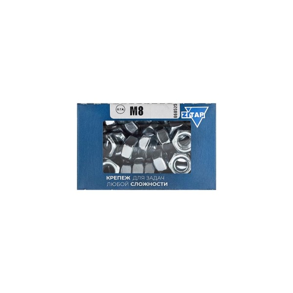 Гайка шестигранная М8 DIN 934 оцинк. (уп.100шт) Tech-Krep/Zitar 105248