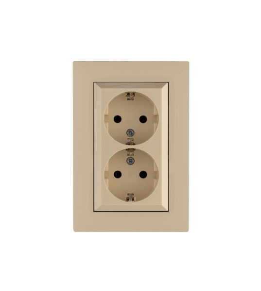 Розетка 2-я Karea RIZZ с заземл. крем Makel 88010082