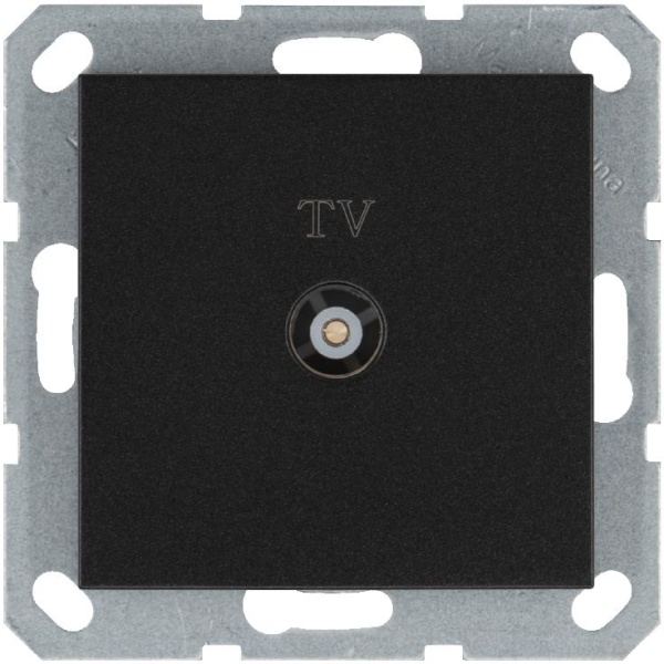 Розетка телевизионная проходная TV Ф9.5мм механизм антрацит Jasmart G6002B
