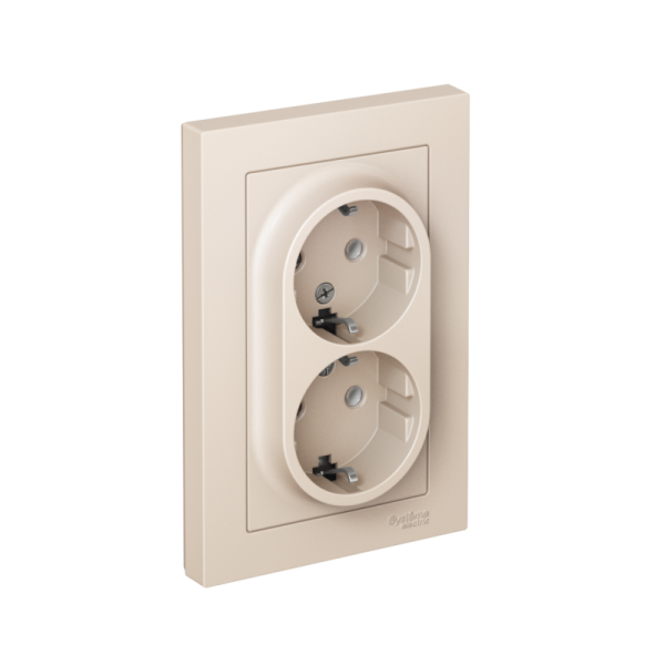 Розетка 2-м СП AtlasDesign 16А IP20 с заземл. в сборе беж. SE ATN000224