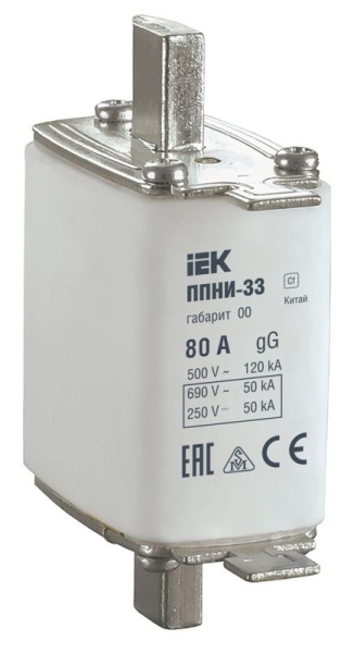 Вставка плавкая ППНИ-33 80А габарит 00 IEK DPP10-080