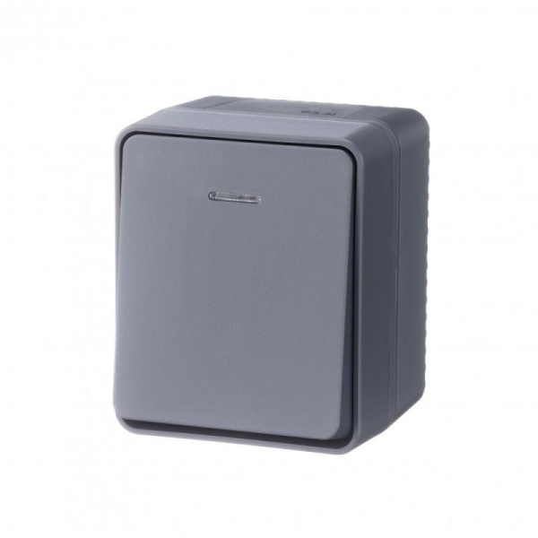 Выключатель 1-кл. ОП AtlasDesign PROFI IP54 10AX с подсветкой антрацит SE ATN544013