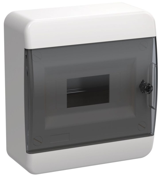 Корпус ЩРН-П-8 TEKFOR IP41 черн. прозр. дверь пластик. IEK TF5-KP12-N-08-41-K01-K03