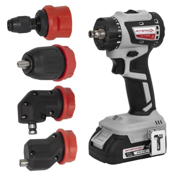 Дрель-шуруповерт аккумуляторная бесщеточн. ДА-13/18В 50 комби АПИ (Li-ion кейс 2 аккум. 2А.ч 4 насадки) ИНТЕРСКОЛ 776.2.2.79