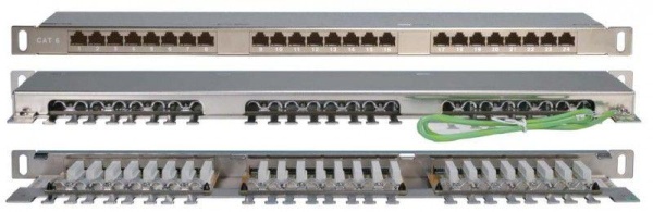 Патч-панель PPHD-19-24-8P8C-C6-SH-110D высокой плотн. 19 дюйм 0.5U 24 порта RJ45 кат. 6 Dual IDC экран. Hyperline 46091